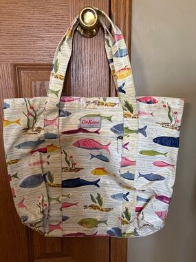 Cath Kidston Cream Tote with Multicolor Fish Motif